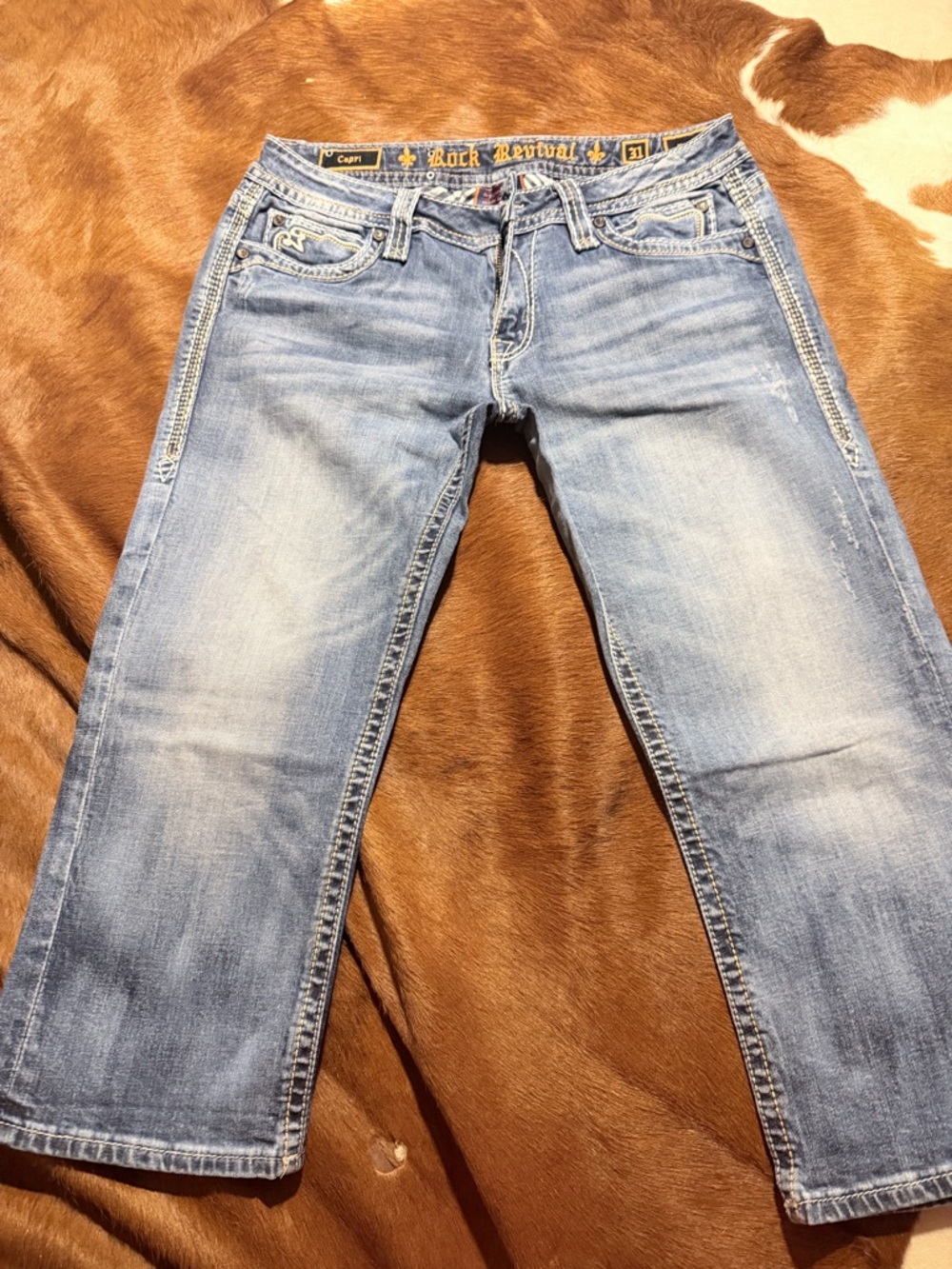 Rock Revival Faded Light Blue Capri Jeans